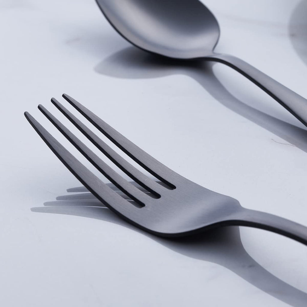 Matte Black Silverware Set, 24-Piece Stainless Steel Satin Finish Flatware Cutlery Set, Service for 6, Dishwasher Safe