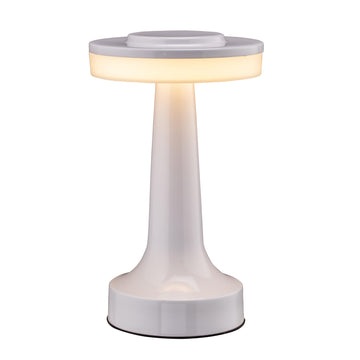 Dome Cordless Rechargeable LED Mushroom Table Lamp, Piano White