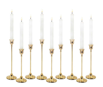 Candlestick Holders 9PCS, Metal Taper Candle Holder, Gold Vintage Candle Holders for Pillar Candles, Table Mantel