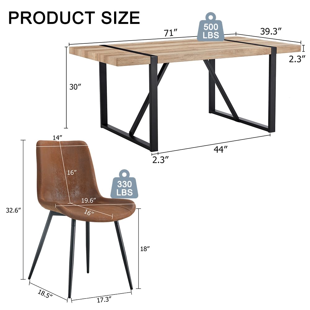 Dining Table Set for 8, 71'' Wood Table and Chairs Set of 8