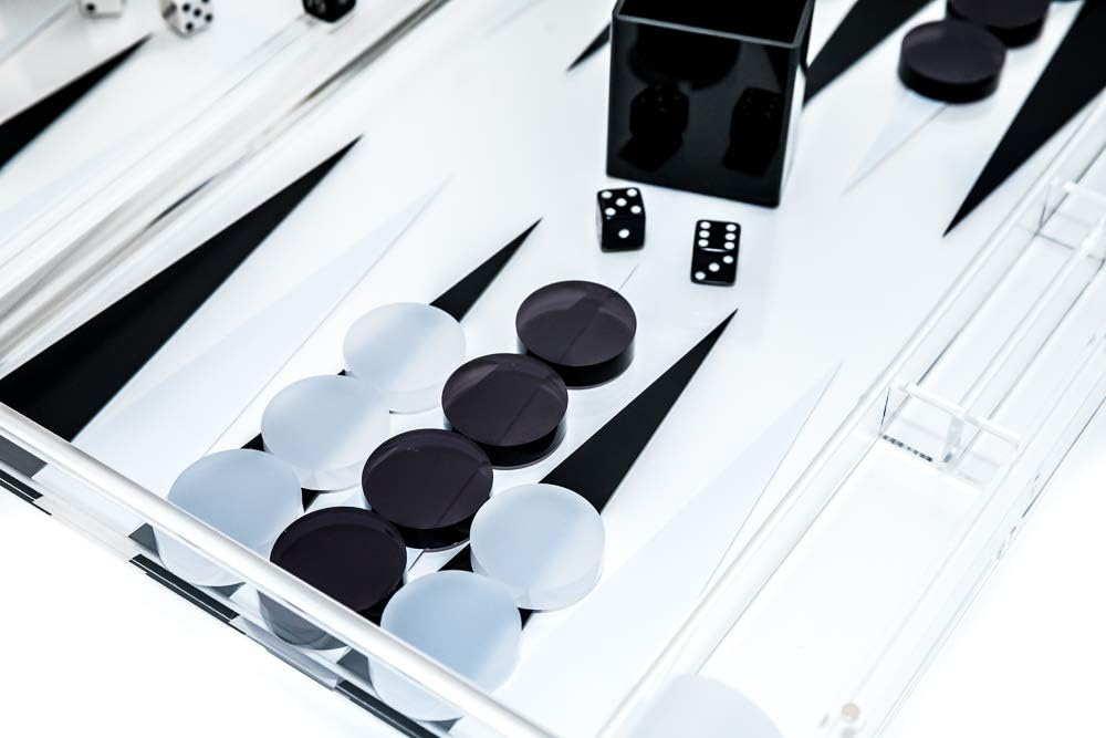 Bello New York's Luxury Large Acrylic Backgammon Set 18 1/2" Black