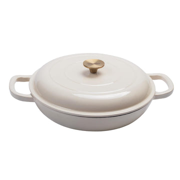 Enameled Cast Iron Dutch Oven-2.5QT Cream, Braiser/Casserole, Cream