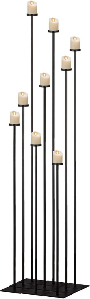 Floor Candelabra Tall 9 Arm Candle Holders, 60" Black Metal Candlestick for Pillar Tealight Candles