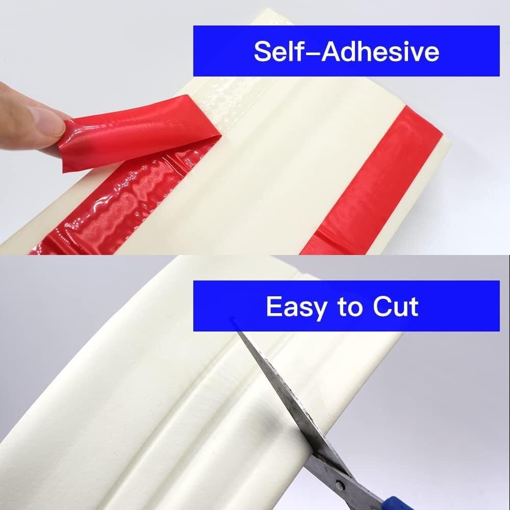 5" X 32.8' Flexible Nbr Baseboard Molding, Self-Adhesive Vinyl Quadrant Trim & Corner Edging Strip, Peel and Stick