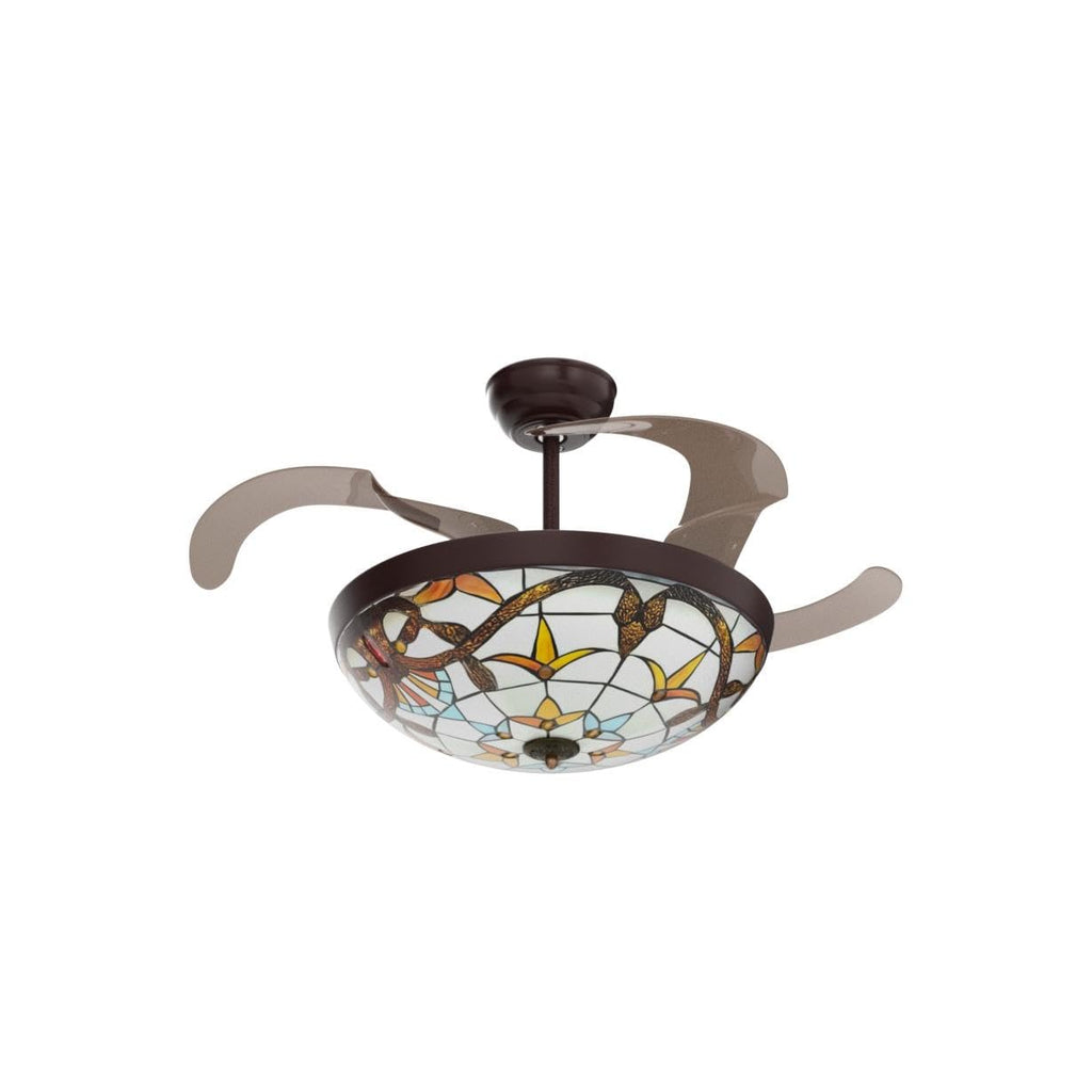 42" Vintage Style Ceiling Fan with Light, Remote Control Classic LED Chandelier Retractable Blades 3 Light Changes