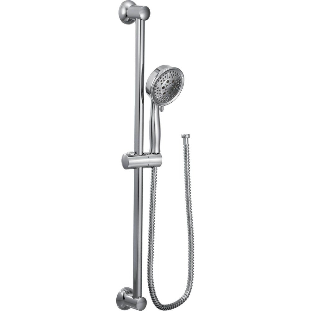 Eco-Performance Chrome Four-Function Removable Handheld Showerhead with 69-Inch-Long Hose and Wall-Mounted Slide Bar