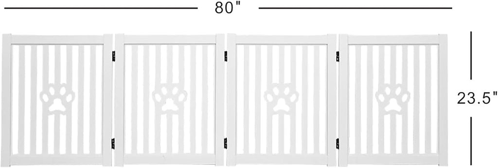 4 Panel Dog Gate White - Foldable Wooden Pet Gate 80x23.6