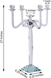 Efavormart 27" Tall Handcrafted Gem Cut 5 Arm Crystal Modern Glass Candelabra Candle Holder Wedding Centerpiece