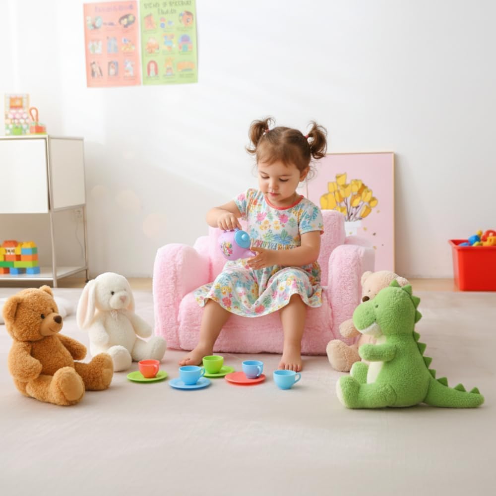 Premium in-1 Flip Open Sherpa Toddler Couch, Pink