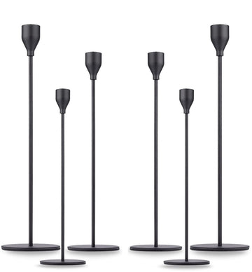 Matte Black Taper Candle Holder Set of 6, Tall Candlestick Holders