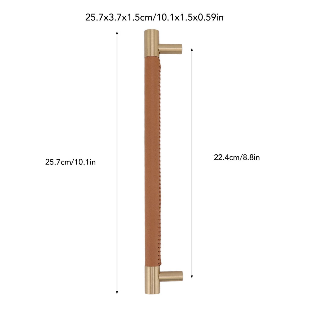 Leather Drawer Pulls 224mm Hole Center Brass Hardware Modern Cabinet Handles Wardrobe Dresser Furniture