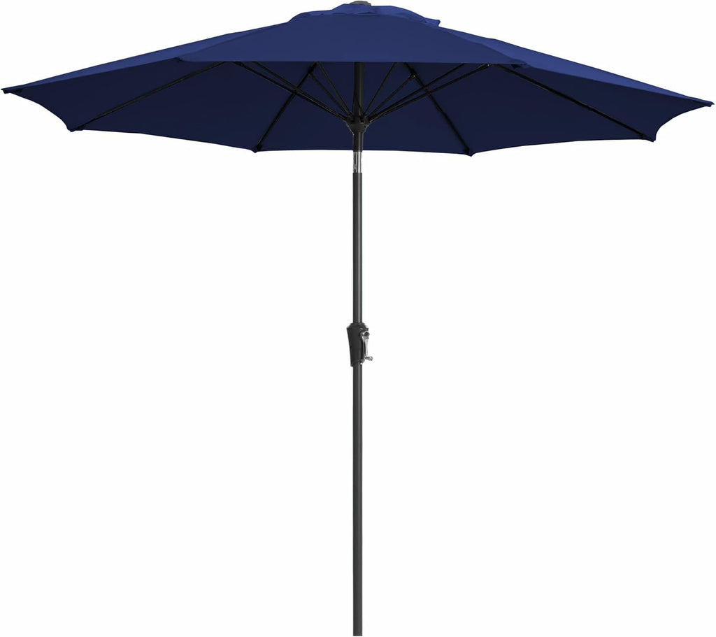 9FT Outdoor Patio Umbrella,Market Table Umbrella with 8 Fiberglass Ribs, Pool Umbrella with Tilt and Crank - Navy