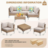 5-Piece Wicker Outdoor Patio Furniture Set | Beige All-Weather Resistant for Backyard, Garden & Porch