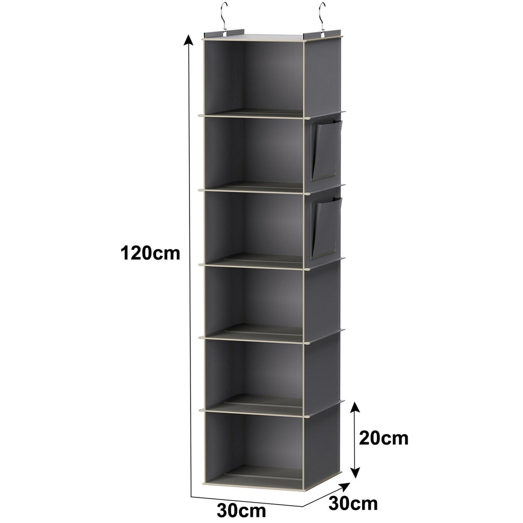 Hanging Closet Organizer and Storage, 6-Shelf, Grey