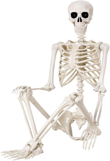 Halloween Skeletons Decorations - 5.4FT Life Size Posable Skeletons, Realistic Plastic Full Body Skeletons Yard Patio