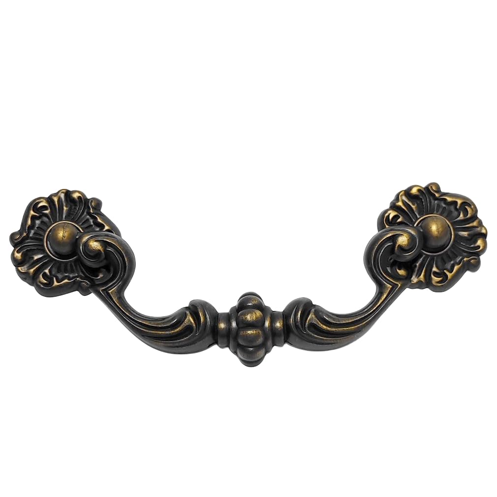 4-Pack 4.5" C-C Bail Drawer Pull Drop Dresser Pull Antique Brass Swing Drawer Handle Vintage Style 4 1/2" 115 mm