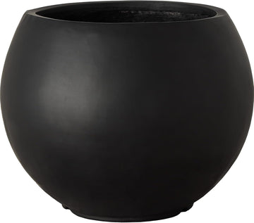 17" H x 21" Dia Modern Large Round Black Fiberstone Planter Pot with Drainage Hole, Lightweight UV-Resistant Planter