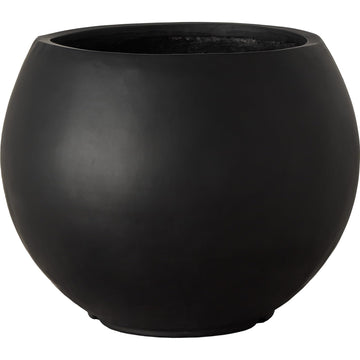17" H x 21" Dia Black Fiberstone Planter Pot with Drainage Hole, Extra Large Round Indoor Outdoor Flower Pot for