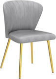 Velvet Dining Chairs Set of 4, Upholstered Dining Room Chairs with Gold Metal Legs, Mid-Century Modern Style, Grey