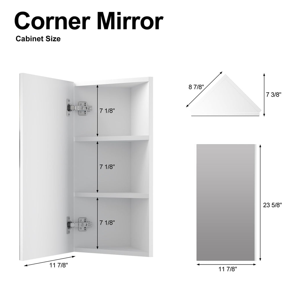 Corner Medicine Cabinet with Mirror, Bathroom Small Corner Medicine Cabinet