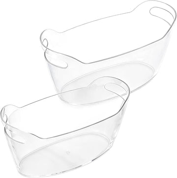 Ice Bucket 2 Pack Ice Buckets for Parties, Beverage Tub for Cocktail Bar, Drink Cooler for Wine Beer Champagne, Clear - Set of 2