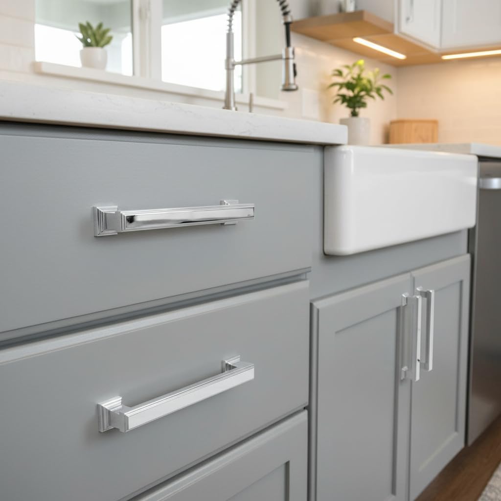 3" Polished Chrome Cabinet Pulls and Handles 6 Pack, AL3071CP