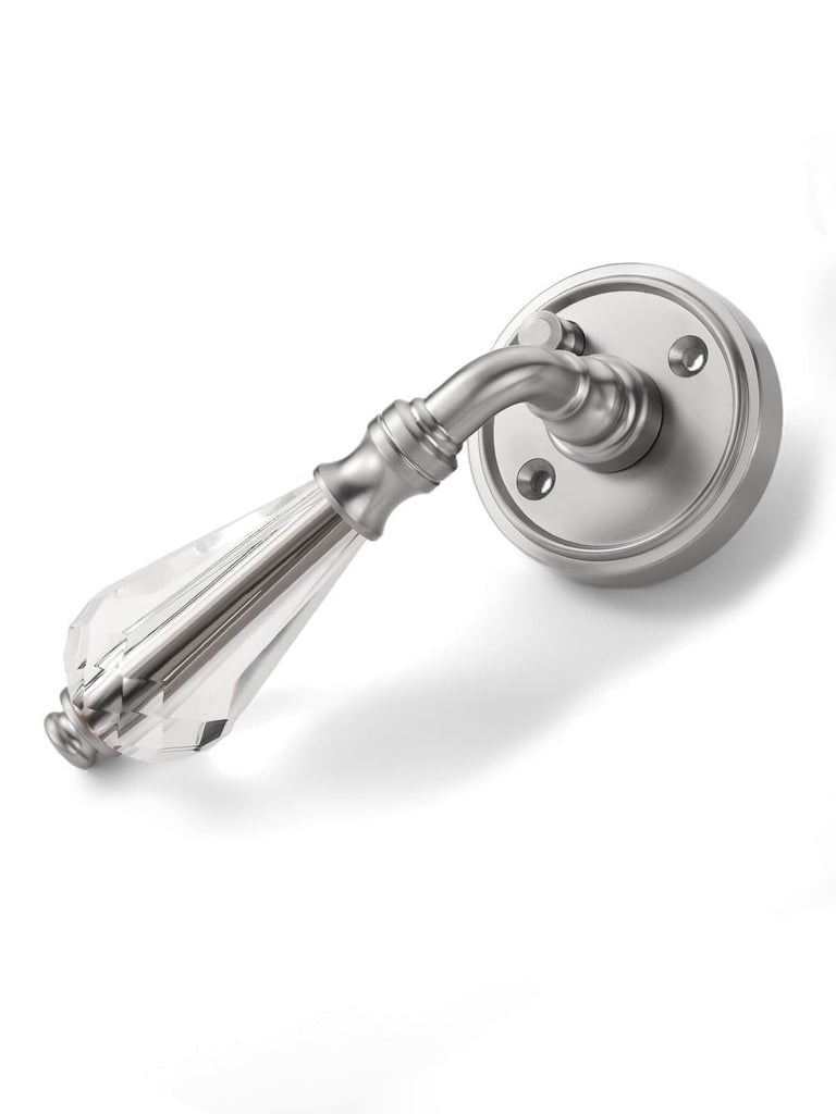2 Pack Brushed Nickel Glass Door Lever Privacy Crystal Door Levers Satin Nickel Door Lever Interior Door Handle ,Zinc