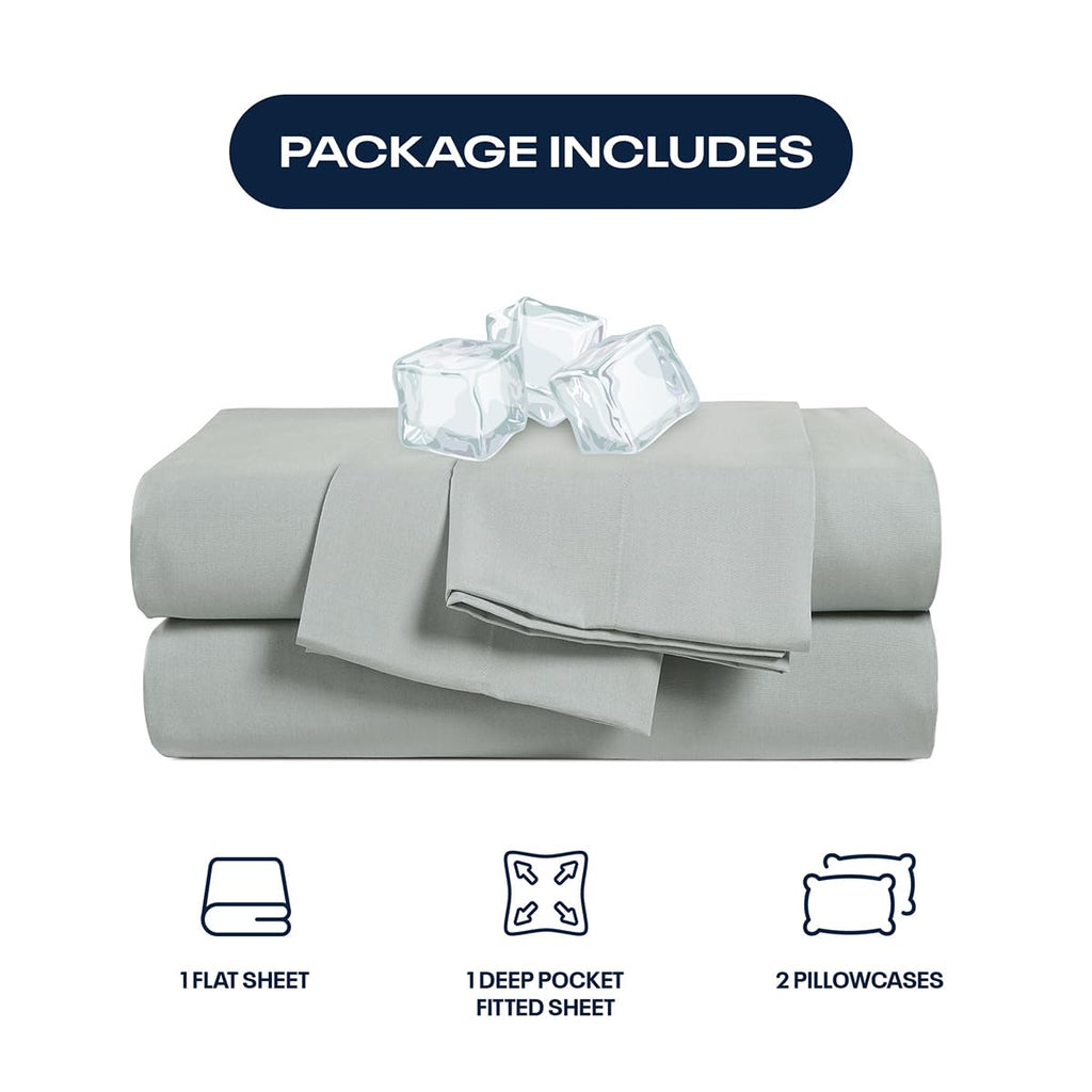 King Bed Sheet Set, Tencel Eucalyptus, Lunar Rock, Cooling Soft, 4Pc