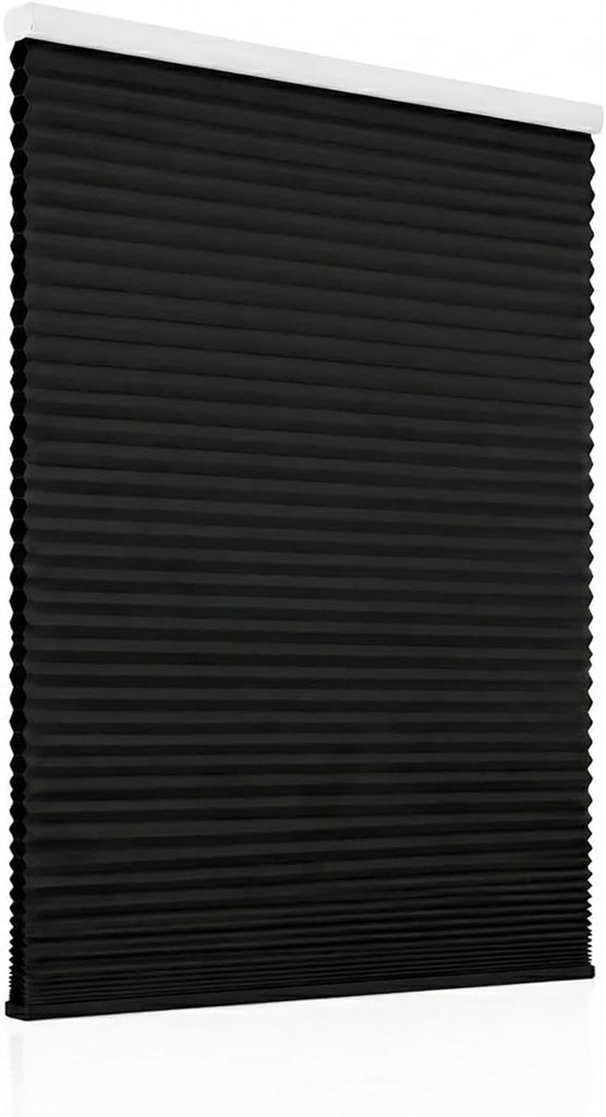 No Drill Blackout Cellular Shades, Cordless Honeycomb Blinds - Black