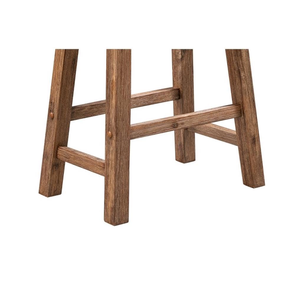 Inspired Bertoia Style Sonoma Counter Height Backless Saddle Stool, Barnwood Wire-Brush Finish, Set of 2