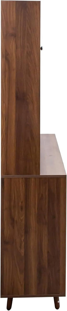 63" W Large Kitchen Hutch Cabinet, Freestanding Pantry Storage Cabinet with Hutch, 4 Doors 4 Drawers & Microwave