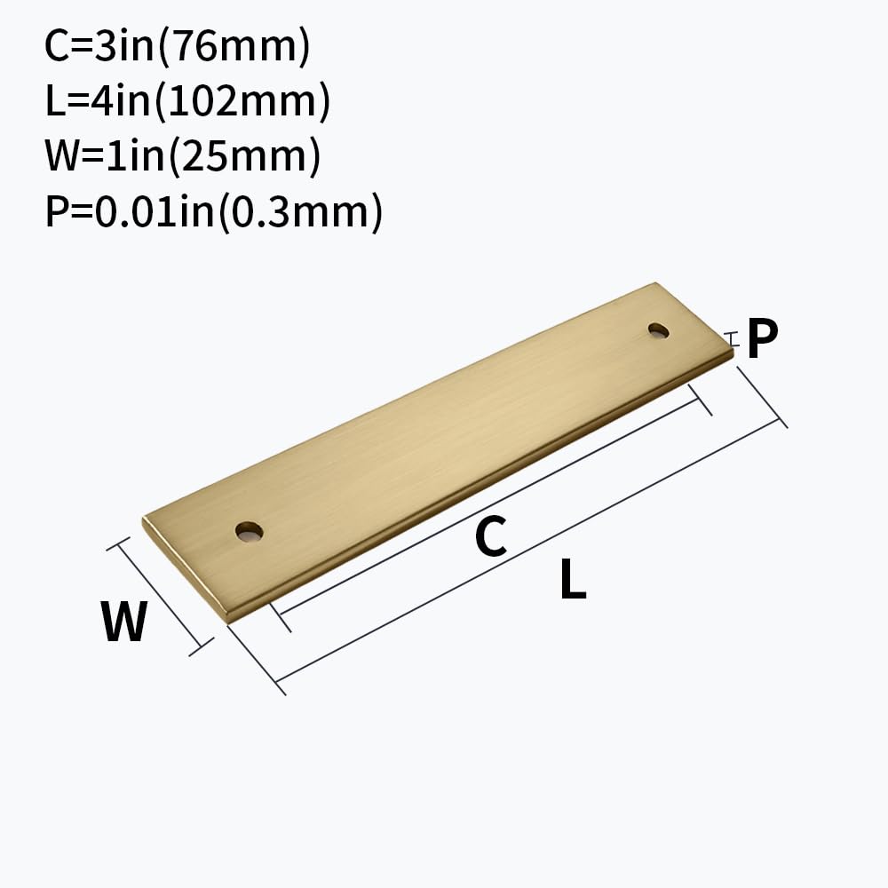 5 Pack 4" Square Backplate 3" 76mm Center-Center, Champagne Bronze Backplate for Pulls