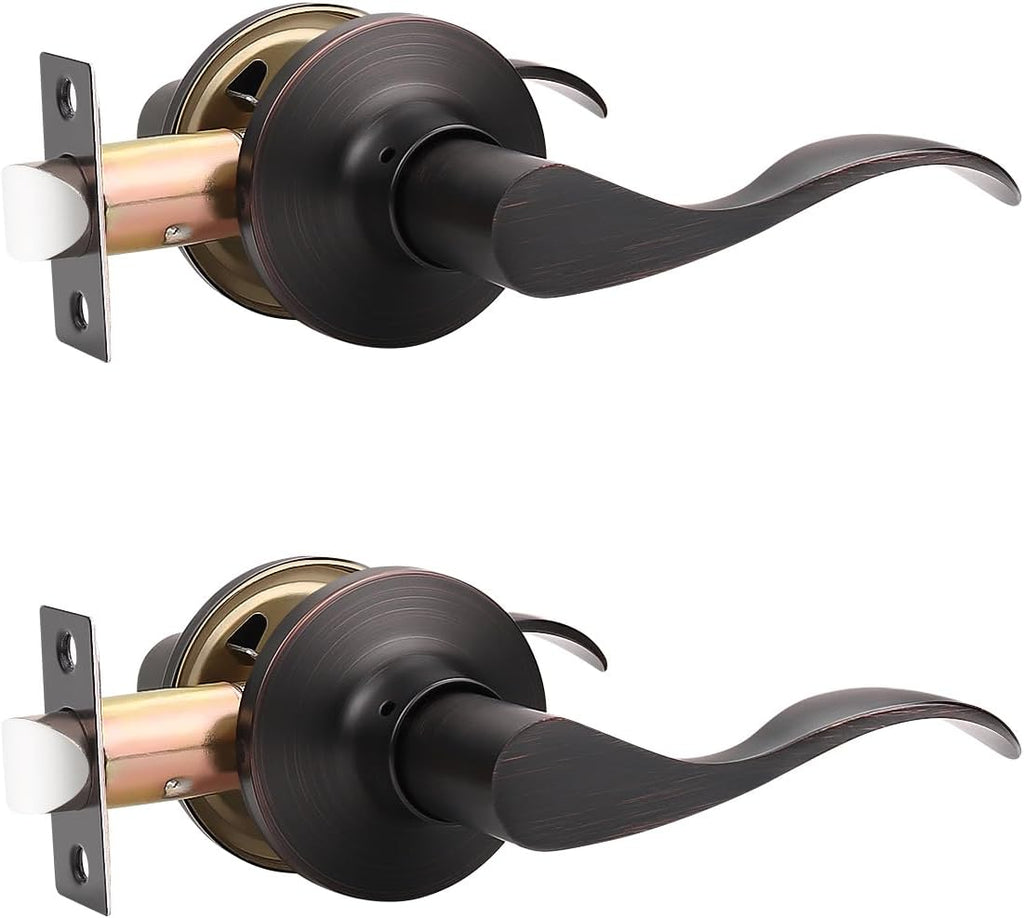 2 Pack Passage Door Lever No Lock, Oil Rubbed Bronze Door Handle Interior