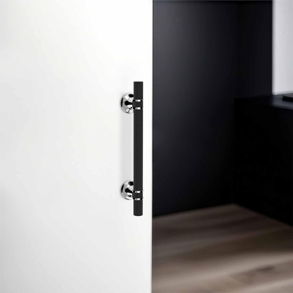 30 Pack 5 Inch Black and Polished Chrome Cabinet Handles