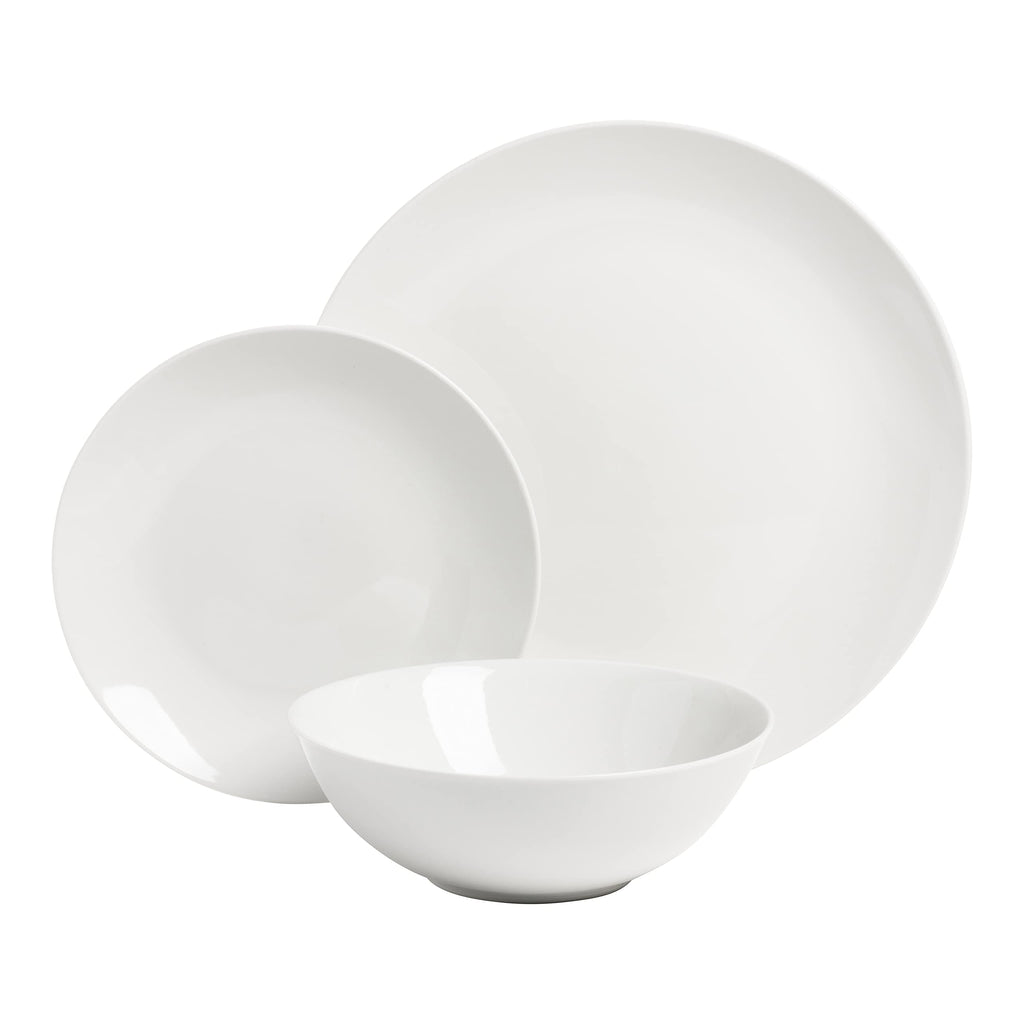 Simply Coupe Dinnerware Set, White, Service for 4 ( 12 Piece)