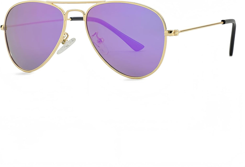 Kids Polarized Aviator Sunglasses for Little Girls Boys Juniors Teenagers, Two Sizes 50MM 52MM