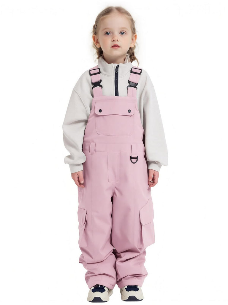 Kids Snow Bibs Boys Girls Ski Snowboard Pants (140cm,L Pink)