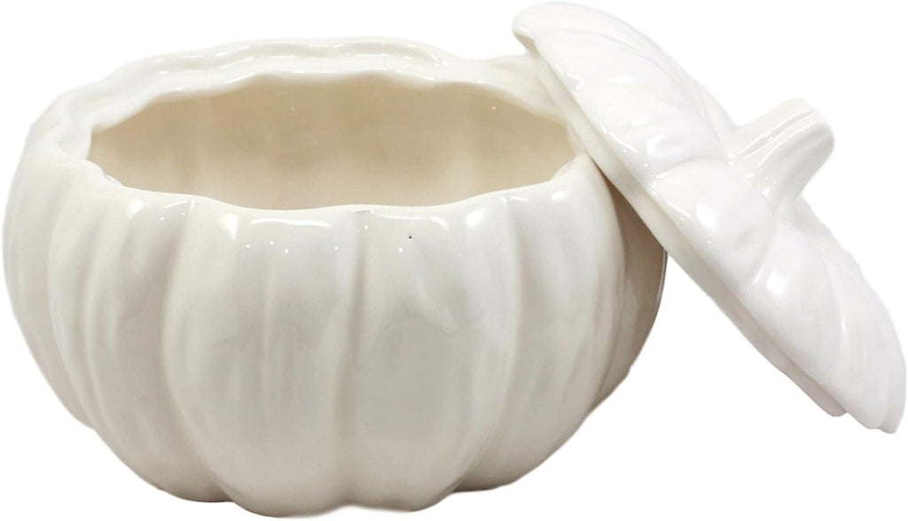 Ceramic Stoneware White Harvest Pumpkin Bowl With Lid 6" Diameter (8)