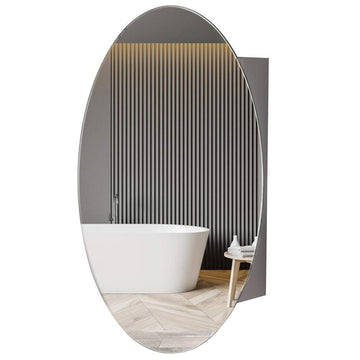 Oval Medicine Cabinet with Mirror, 18 inch x 26 inch Frameless Mirrored Medicine cabinets with Mirror, Surface Mounted