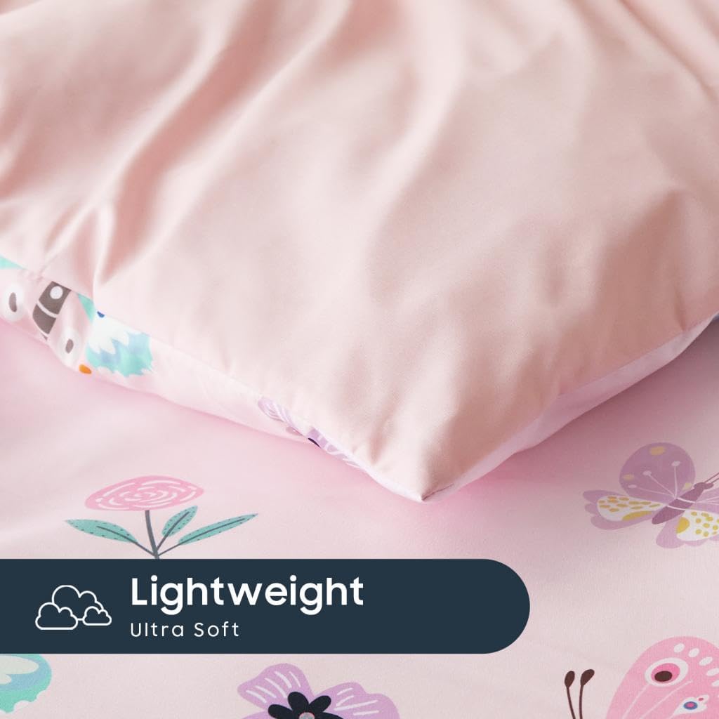 Butterfly Bedding Set for Girls, Cute Colorful Butterfly Flowers Floral Comforter Set with Sheets, 5 Pieces Kids Bed