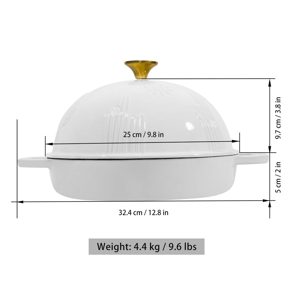 Bread Oven Cast Iron Bread Dutch Oven with Cloche Lid for Bread Baking White Enameled Cast Iron Bread Oven with Dome