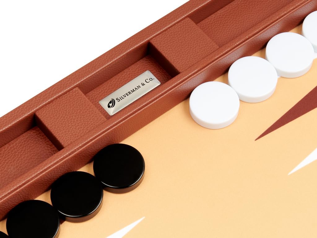 19-inch Premium Backgammon Set - Desert Brown Board
