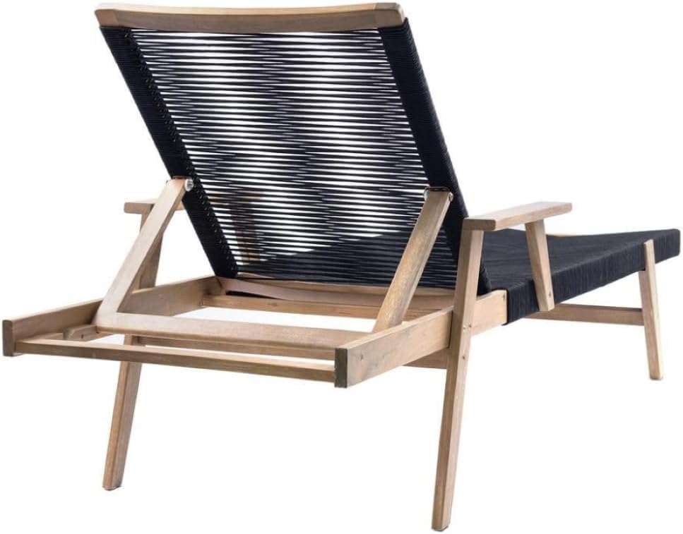 Acacia Wood Outdoor Sun Loungers with High Backrest and Rope Design WH17801