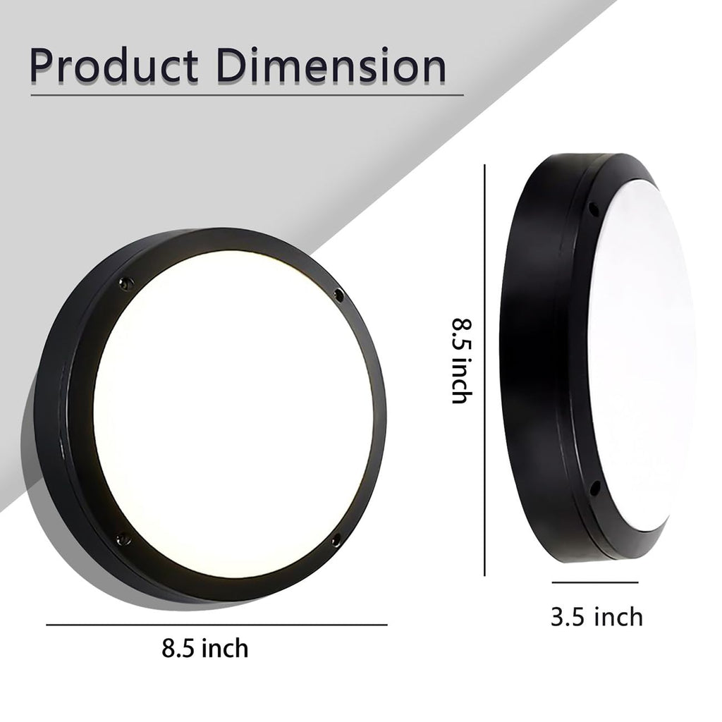 LED Flush Mount Ceiling Light, 8.5Inch Outdoor Wall Lights, IP65 All Aluminum Sealed Damp, 3000k, 15W Round Modern Simple