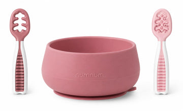 Baby Suction Bowl & Spoons Set 4+ Mo, Mauve