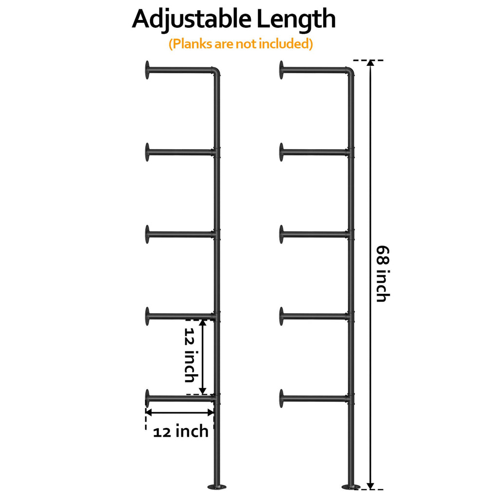 Industrial Iron Pipe Shelf Wall Mount, Farmhouse DIY Open Bookshelf, Pipe Shelves Bathroom, bookcases Living Room