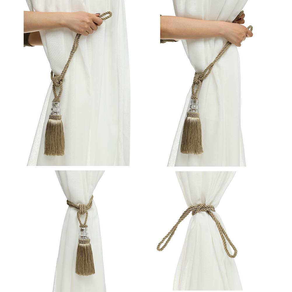Curtain Tiebacks Hand-Woven Holdbacks Tassels Tiebacks - 4 Pack