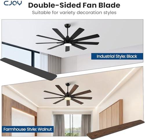 62" Ceiling Fan with LED Light and Remote - Black & Walnut