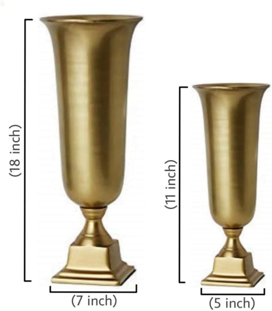 18-Inch Gold Pedestal Urn - Elegant Tapered Gold Vase for Flowers - Perfect as a Centerpiece Decor, Weddings