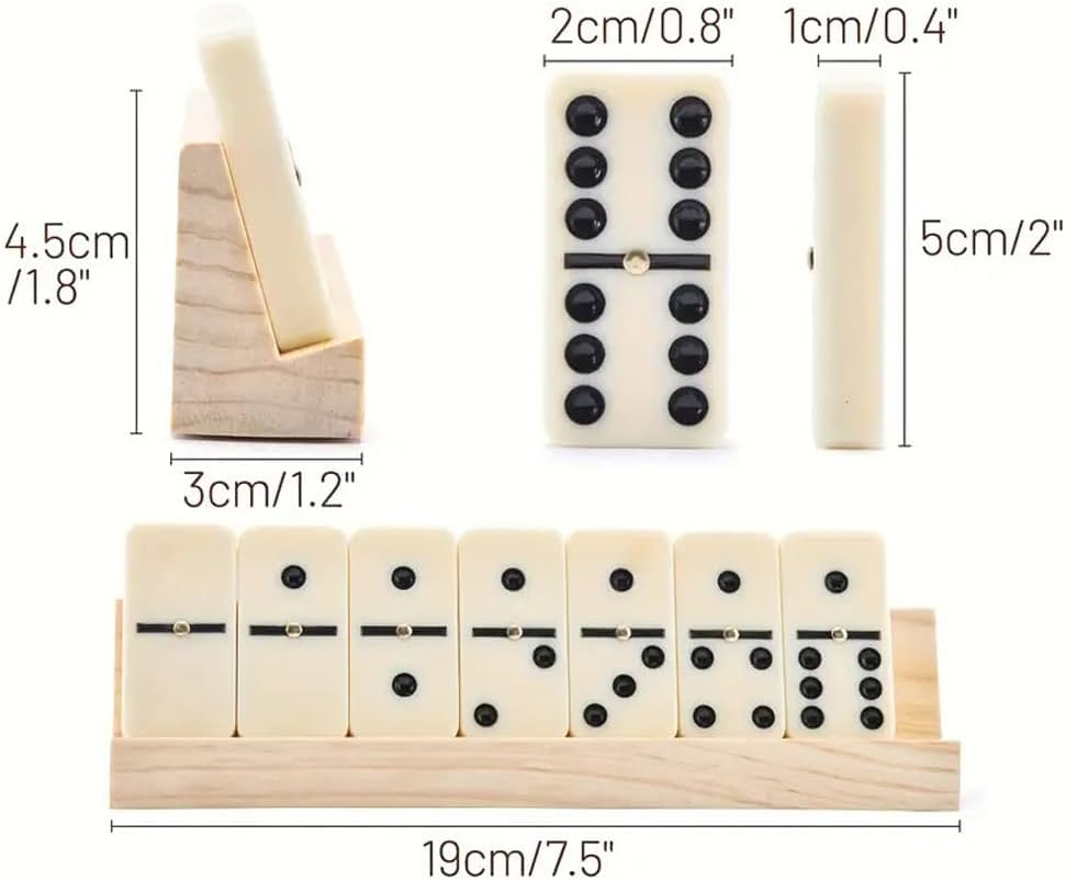 Dominos Set for Adults Double 6 Dominoes Set Domino Game with 4 Wooden Racks and Carrying Case 28 Tiles Classic